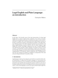 cover of the book Legal English and Plain Language: an introduction