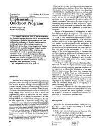 cover of the book Implementing Quicksort programs