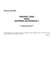 cover of the book Prevrat 1989 alebo Historia sa opakuje?