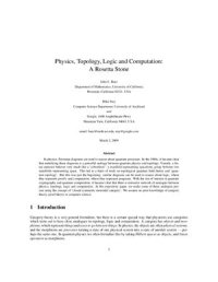 cover of the book Physics, Topology, Logic and Computation - A Rosetta Stone