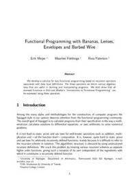 cover of the book Functional Programming with Bananas, Lenses, Envelopes and Barbed Wire