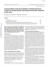 cover of the book Current problems of the electrochemistry of titanium and boron. Synthesis of titanium diboride and titanium intermetallic compounds in ionic melts