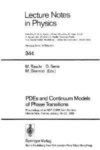 cover of the book PDEs and Continuum Models of Phase Transitions