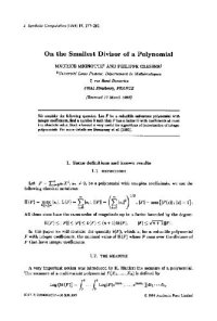 cover of the book On the smallest divisor of integer polynomials