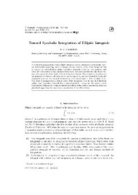 cover of the book Symbolic integration of elliptic integrals. JSC 1999