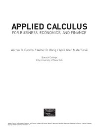 cover of the book Applied Calculus For Business, Economics, And Finance