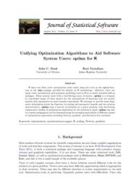 cover of the book Unifying Optimization Algorithms to Aid Software System Users: optimx for R + Code