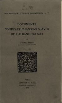 cover of the book Documents contes et chansons Slaves de l’Albanie du Sud