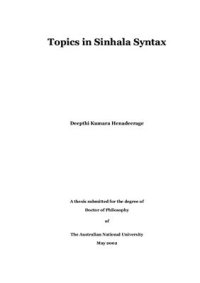 cover of the book Topics in Sinhala Syntax