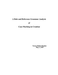 cover of the book A Role and Reference Grammar Analysis of Case-Marking in Croatian