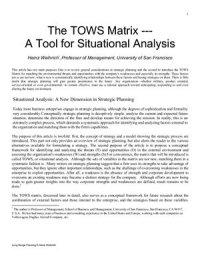 cover of the book The TOWS Matrix - a tool for situational analysis