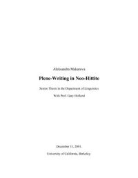 cover of the book Plene-Writing in Neo-Hittite