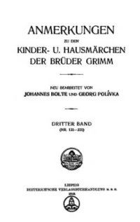 cover of the book Anmerkungen zu den Kinder - und Hausmärchen der Brüder Grimm. Dritter Band, (Nr. 121-225)