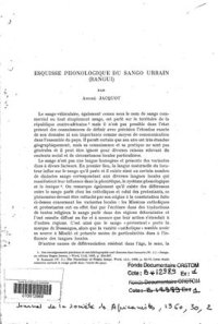 cover of the book Esquisse phonologique du Sango urbain (Bangui)