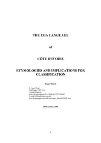 cover of the book The Ega Language of Côte d'Ivoire: Etymologies and Implications for Classification