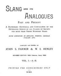 cover of the book Slang and its Analogues. Past and Present