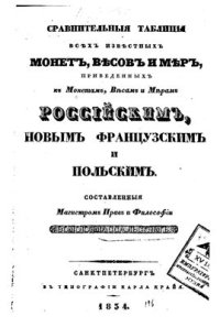 cover of the book Сравнительные таблицы всех известных монет, весов и мер, приведённых к монетам, весам и мерам российским, новым французским и польским