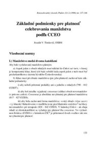 cover of the book Zakladne podmienky pre platnost celebrovania manzelstva podla CCEO, Юридична студія про тайну подружя вінчання