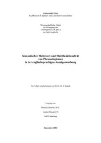 cover of the book Semantischer Mehrwert und Multifunktionalität von Phraseologismen in der englischsprachigen Anzeigenwerbung