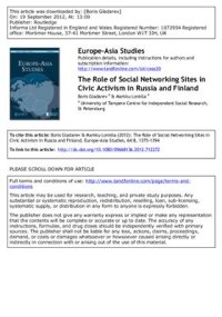 cover of the book The Role of Social Networking Sites in Civic Activism in Russia and Finland