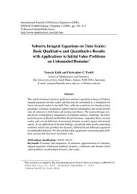 cover of the book Volterra Integral Equations on Time Scales: Basic Qualitative and Quantitative Results with Applications to Initial Value Problems on Unbounded Domains