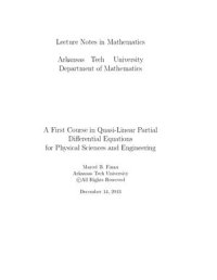 cover of the book A First Course in Quasi-Linear Partial Differential Equations for Physical Sciences and Engineering