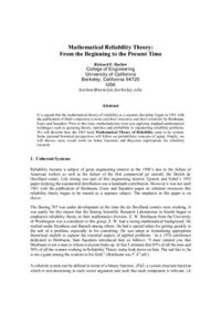 cover of the book Mathematical Reliability Theory: From the Beginning to the Present Time