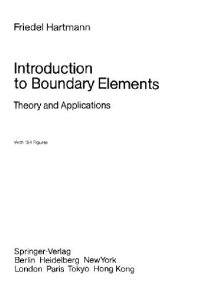 cover of the book Introduction to boundary elements: theory and applications