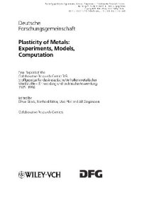 cover of the book Plasticity of Metals: Experiments, Models, Computation