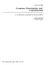 cover of the book Grammar, punctuation, and capitalization: a handbook for technical writers and editors