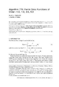 cover of the book Algorithm 779. Fermi-Dirac functions of orders half to 5 halves