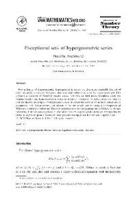 cover of the book Exceptional sets of hypergeometric series