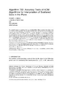 cover of the book Algorithm 792. Accuracy test of bivariate interpolation