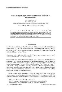 cover of the book Closed forms for symbolic summation. JSC 1993