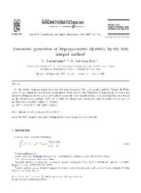 cover of the book Automatic generation of hypergeometric identities by the beta integral method