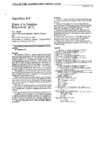 cover of the book Algorithm 419: Zeros of a complex polynomial