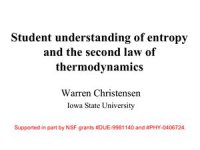 cover of the book Student understanding of entropy and the second law of thermodynamics