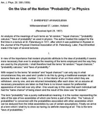 cover of the book On the Use of the Notion 'Probability' in Physics