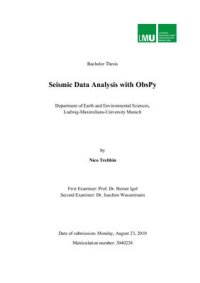 cover of the book Seismic Data Analysis with ObsPy