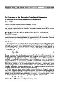 cover of the book An Extension of the Governing Principle of Dissipative Processes to Nonlinear Constitutive Equations