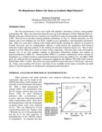 cover of the book Do biopolymers behave the same as synthetic high polymers?