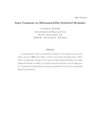 cover of the book Some Comments on Boltzmann-Gibbs Statistical Mechanics