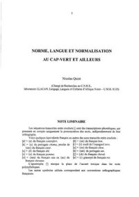 cover of the book Norme, langue et normalisation au Cap-Vert et ailleurs
