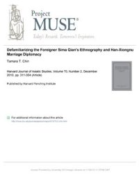 cover of the book Defamiliarizing the Foreigner. Sima Qian’s Ethnography and Han-Xiongnu Marriage Diplomacy