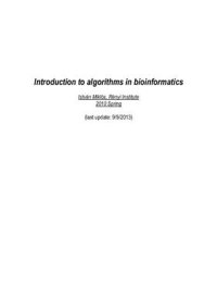 cover of the book Introduction to algorithms in bioinformatics