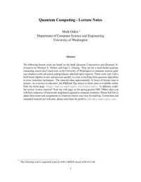 cover of the book Quantum Computing - Lecture Notes