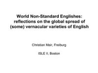 cover of the book World Non-Standard Englishes: Reflections on the global spread of (some) vernacular varieties of English