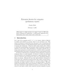 cover of the book Extension theories for categories (preliminary report)