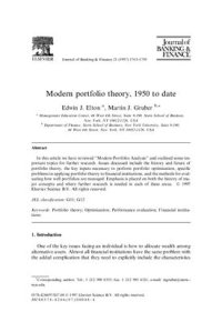 cover of the book Modern portfolio theory, 1950 to date