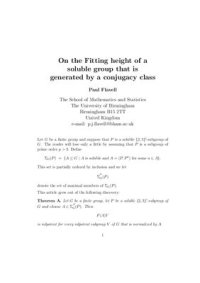 cover of the book On the Fitting height of a soluble group that is generated by a conjugacy class